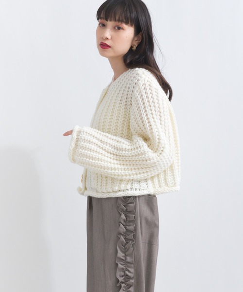 terrace(テラス)の「ローニットカーディガン(ニット/セーター・レディース・ネイビー/オフホワイト/ブラック・MEDIUM)」の10枚目の写真