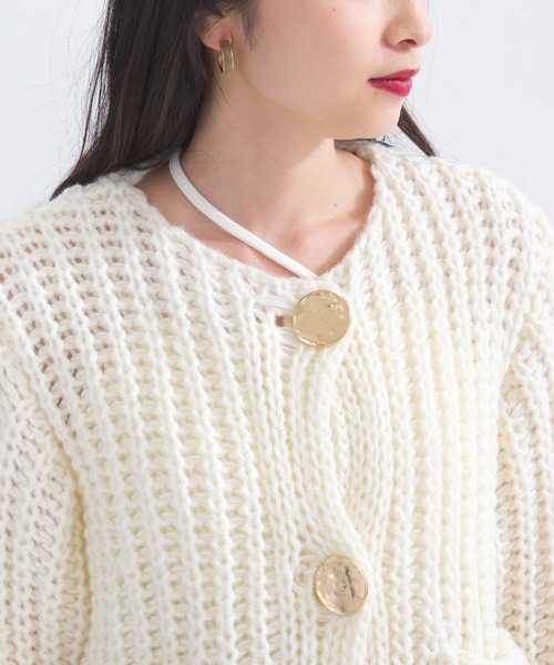 terrace(テラス)の「ローニットカーディガン(ニット/セーター・レディース・ネイビー/オフホワイト/ブラック・MEDIUM)」の13枚目の写真