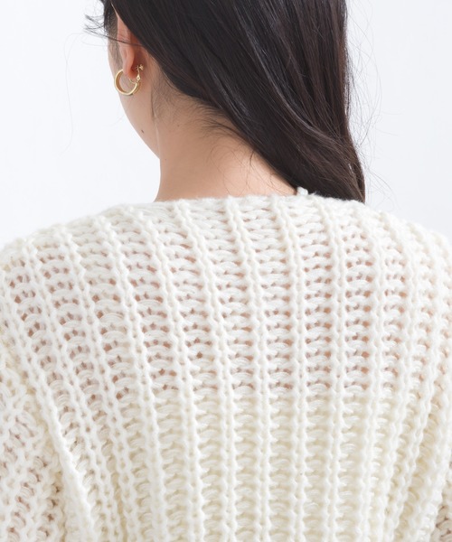 terrace(テラス)の「ローニットカーディガン(ニット/セーター・レディース・ネイビー/オフホワイト/ブラック・MEDIUM)」の16枚目の写真