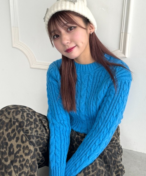 セール】コンパクトケーブルニットトップス（ニット/セーター