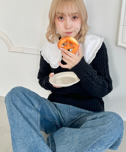 セール】コンパクトケーブルニットトップス（ニット/セーター