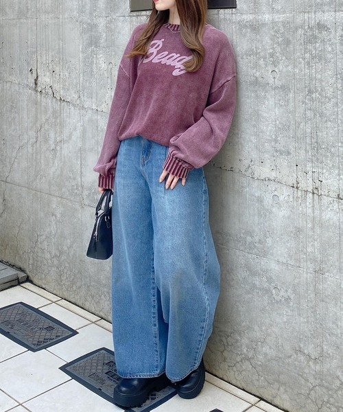 INGNI（イング）の「ウォッシュロゴニット／A（ニット/セーター・レディース・バーガンディー/ネイビー/グレー・M）」の4枚目の写真