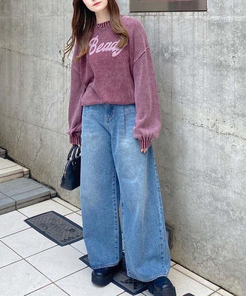 INGNI（イング）の「ウォッシュロゴニット／A（ニット/セーター・レディース・バーガンディー/ネイビー/グレー・M）」の5枚目の写真