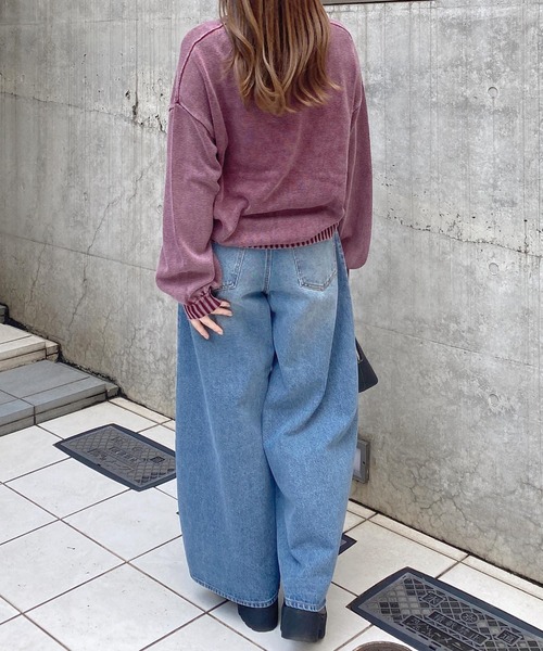 INGNI（イング）の「ウォッシュロゴニット／A（ニット/セーター・レディース・バーガンディー/ネイビー/グレー・M）」の7枚目の写真