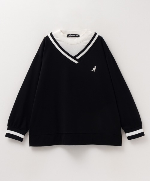 KANGOL（カンゴール）の「【 ユニセックス 】 KANGOL フェイクレイヤード トレーナー（スウェット・キッズ・ブラック/グレイッシュベージュ・130/140/150/160/120）」の2枚目の写真