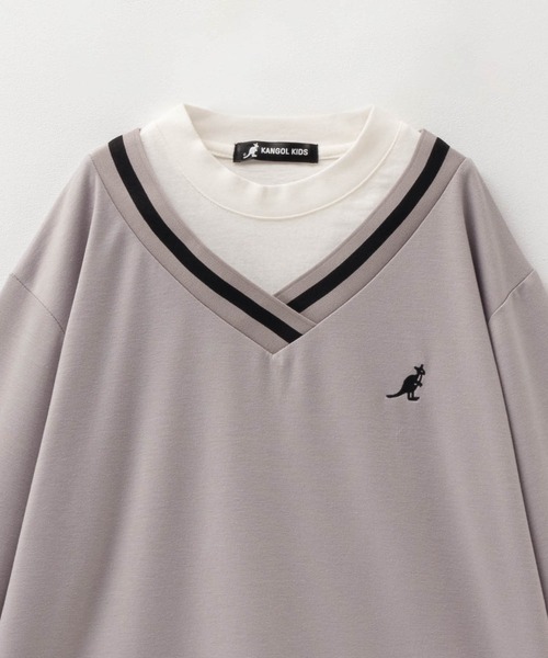 KANGOL（カンゴール）の「【 ユニセックス 】 KANGOL フェイクレイヤード トレーナー（スウェット・キッズ・ブラック/グレイッシュベージュ・130/140/150/160/120）」の3枚目の写真