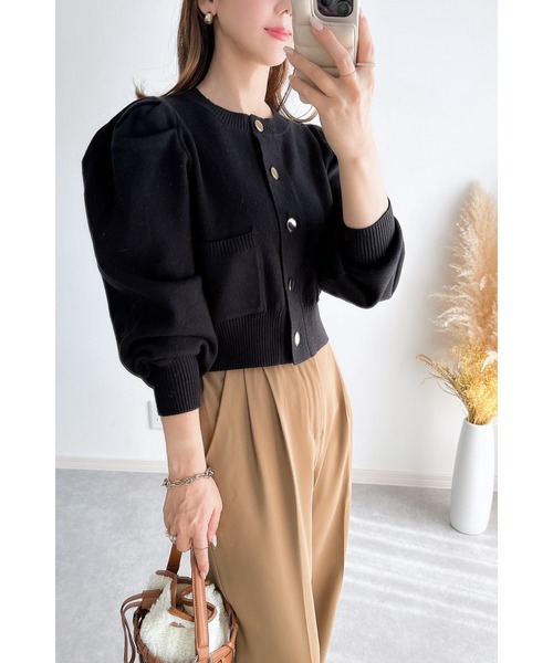 &. NOSTALGIA（アンドドットノスタルジア）の「【ZOZO限定】タックニットカーディガン（カーディガン/ボレロ・レディース・ブラック/グレー・M）」の10枚目の写真