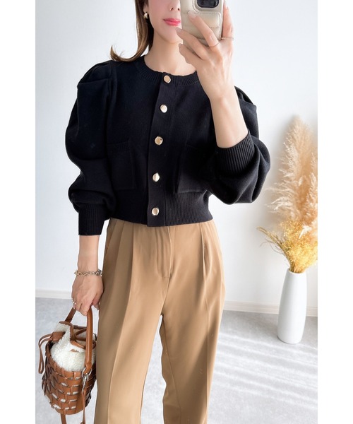 &. NOSTALGIA（アンドドットノスタルジア）の「【ZOZO限定】タックニットカーディガン（カーディガン/ボレロ・レディース・ブラック/グレー・M）」の12枚目の写真