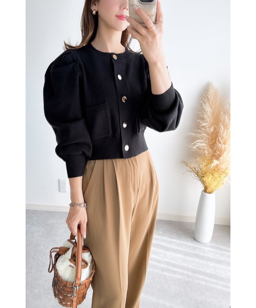 &. NOSTALGIA（アンドドットノスタルジア）の「【ZOZO限定】タックニットカーディガン（カーディガン/ボレロ・レディース・ブラック/グレー・M）」の13枚目の写真