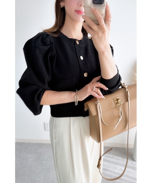 &. NOSTALGIA（アンドドットノスタルジア）の「【ZOZO限定】タックニットカーディガン（カーディガン/ボレロ・レディース・ブラック/グレー・M）」の17枚目の写真