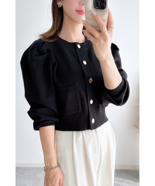 &. NOSTALGIA（アンドドットノスタルジア）の「【ZOZO限定】タックニットカーディガン（カーディガン/ボレロ・レディース・ブラック/グレー・M）」の19枚目の写真