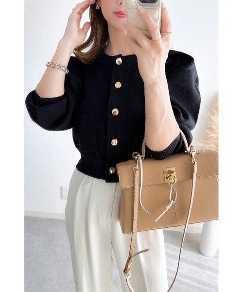 &. NOSTALGIA（アンドドットノスタルジア）の「【ZOZO限定】タックニットカーディガン（カーディガン/ボレロ・レディース・ブラック/グレー・M）」の20枚目の写真