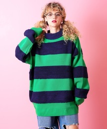 モックネック 肉厚 ウール ひつじ 風景 レディース ニットセーター