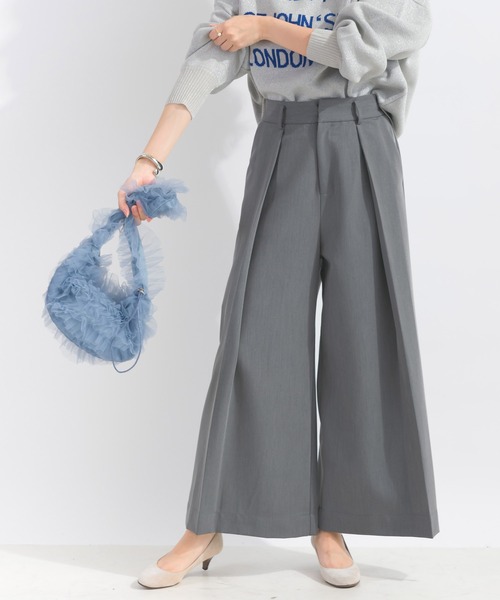 PICCIN(ピッチン)の「【低身長さん向け】タックワイドパンツ(その他パンツ・レディース・チャコールグレー/オフホワイト/ブラック・M/S)」の1枚目の写真