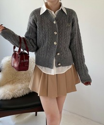 clear | ワンポイント刺繍ケーブルＶネックニットカーディガン [抜け感 美デコルテ]≪2024AW新作≫(ニット/セーター)