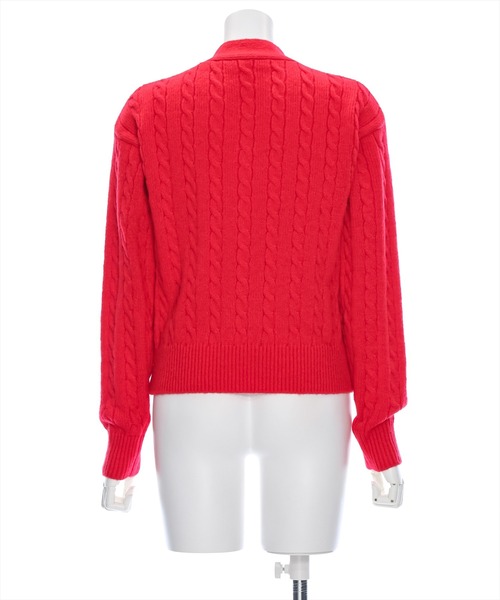 clear（クリア）の「ワンポイント刺繍ケーブルＶネックニットカーディガン [抜け感 美デコルテ オフィスカジュアル 大人]≪再入荷≫（ニット/セーター・レディース・レッド/杢グレー/アイボリー・F）」の15枚目の写真