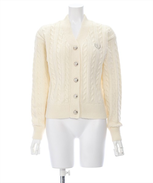 clear（クリア）の「ワンポイント刺繍ケーブルＶネックニットカーディガン [抜け感 美デコルテ オフィスカジュアル 大人]≪再入荷≫（ニット/セーター・レディース・レッド/杢グレー/アイボリー・F）」の22枚目の写真