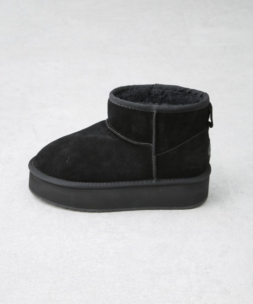 EMU Australia(エミューオーストラリア)の「EMU Australia/PLATFROM MICRO WOOL 厚底ブーツ(ブーツ・レディース・キャメル/ブラック・6/7/8)」の5枚目の写真