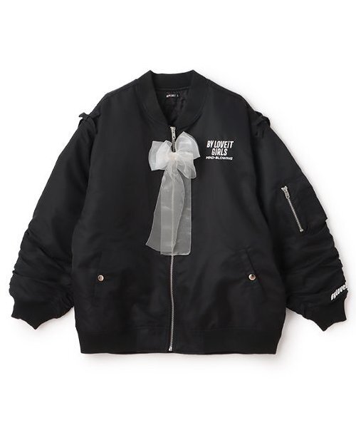 by LOVEiT（バイラビット）の「2WAYリボンMA-1（ブルゾン・キッズ・カーキ/ブラック/ピンク・120cm/130cm/140cm/150cm/160cm）」の2枚目の写真