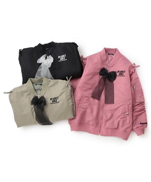by LOVEiT（バイラビット）の「2WAYリボンMA-1（ブルゾン・キッズ・カーキ/ブラック/ピンク・120cm/130cm/140cm/150cm/160cm）」の14枚目の写真