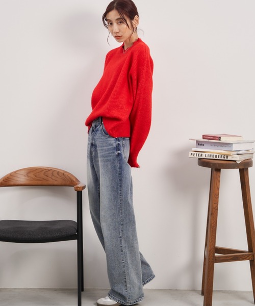 【25AW】IIROT レッド オーバーサイズ ニット セーター Auntie Rosa Holiday（アンティローザホリデー）の「起毛片畦オーバー