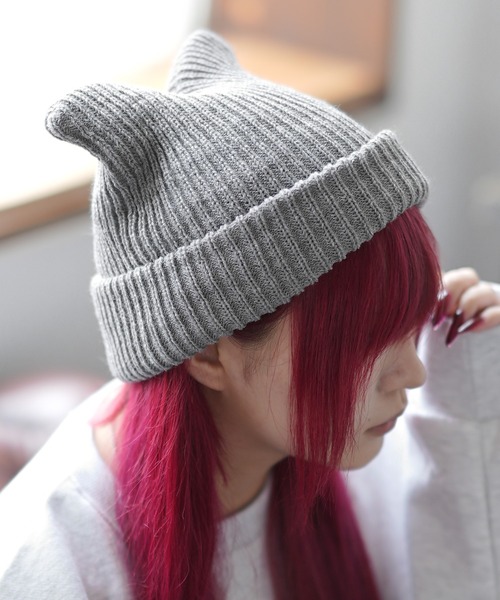 セール】猫耳 ニットキャップ（ニットキャップ/ビーニー）｜improves