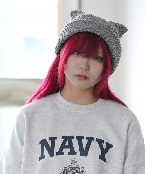 improves(インプローブス)の「猫耳 ニットキャップ(ニットキャップ/ビーニー・レディース・ライトピンク/ブラック/ベージュ/ミント/ラベンダー/グレー・FREE)」の15枚目の写真