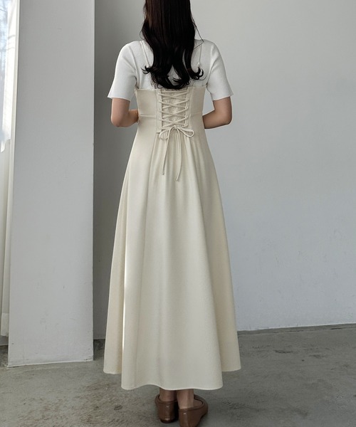 国内発送/ギフトOK☆Since Then☆バックレースアップ ワンピース tocco closet パール付きバックレースアップハートドット
