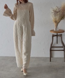 each | フラワーフリンジジャガードキャミワイドサロペ(サロペット/オーバーオール)