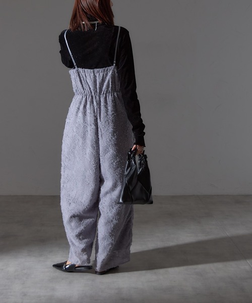 each（イーチ）の「フラワーフリンジジャガードキャミワイドサロペ（サロペット/オーバーオール・レディース・グレー/アイボリー・FREE）」の13枚目の写真