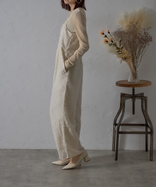 each（イーチ）の「フラワーフリンジジャガードキャミワイドサロペ（サロペット/オーバーオール・レディース・グレー/アイボリー・FREE）」の17枚目の写真