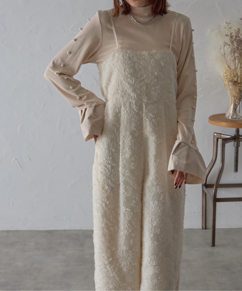 each（イーチ）の「フラワーフリンジジャガードキャミワイドサロペ（サロペット/オーバーオール・レディース・グレー/アイボリー・FREE）」の21枚目の写真