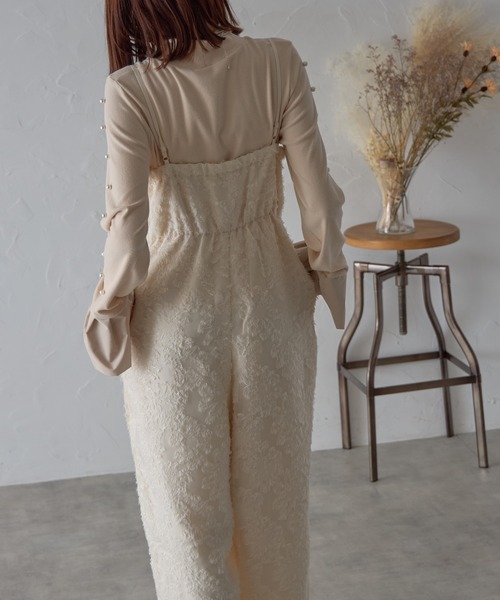 each（イーチ）の「フラワーフリンジジャガードキャミワイドサロペ（サロペット/オーバーオール・レディース・グレー/アイボリー・FREE）」の22枚目の写真