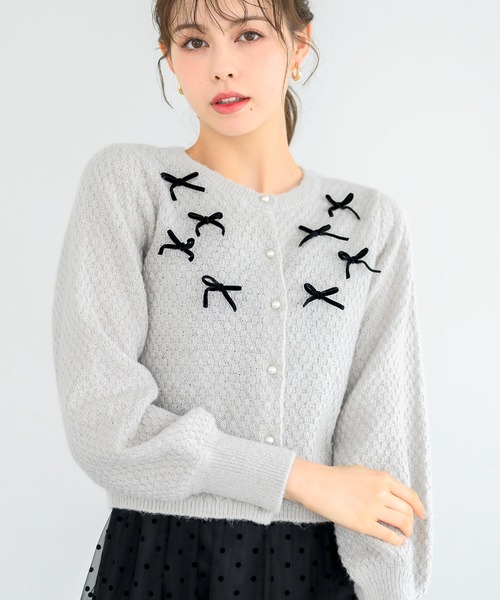 MISCH MASCH(ミッシュマッシュ)の「ふわふわリボンカーディガン/MM448403(ニット/セーター・レディース・グレー/ブラック/ホワイト・フリ-)」の8枚目の写真