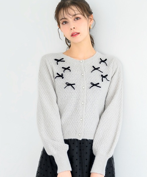 MISCH MASCH(ミッシュマッシュ)の「ふわふわリボンカーディガン/MM448403(ニット/セーター・レディース・グレー/ブラック/ホワイト・フリ-)」の12枚目の写真