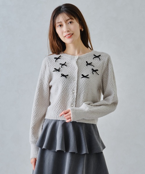 MISCH MASCH(ミッシュマッシュ)の「ふわふわリボンカーディガン/MM448403(ニット/セーター・レディース・グレー/ブラック/ホワイト・フリ-)」の19枚目の写真
