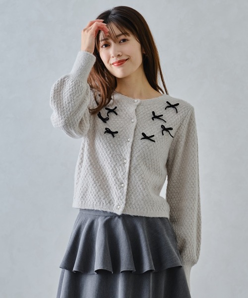 セール】□2024秋冬新作□ふわふわリボンカーディガン/MM448403