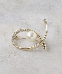 OPAQUE.CLIP | フェイクパール×ビジューラインブローチ(ブローチ/コサージュ)