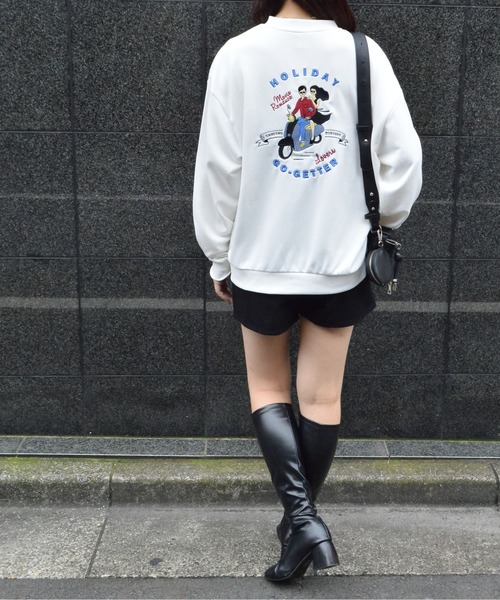 トレーナー スウェット 「spiritoso」ホリデースクータープリントトレーナー(CP) レディース spiritoso トレーナー スウェット 「spiritoso」ホリデー
