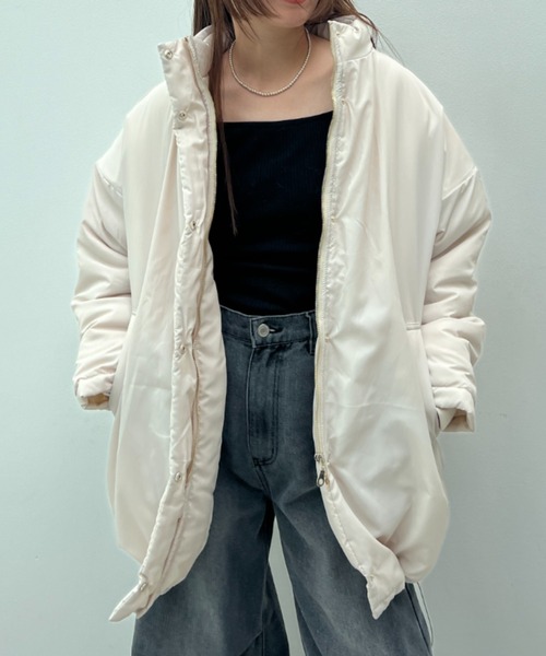 y/m(イム)の「中綿スタンドカラーコート(ブルゾン・レディース・ブラック/アイボリー・FREE)」の8枚目の写真