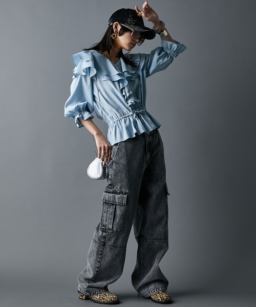 GEVS.(ジェイヴィス)の「綿100%アウトポケットデニムパンツ<大きいサイズ有>GEVS.(デニムパンツ・レディース・グレー系/ブルー系・84/88/73/76/80/92/96/98/106/114/122)」の3枚目の写真