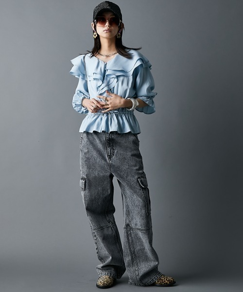 GEVS.(ジェイヴィス)の「綿100%アウトポケットデニムパンツ<大きいサイズ有>GEVS.(デニムパンツ・レディース・グレー系/ブルー系・84/88/73/76/80/92/96/98/106/114/122)」の4枚目の写真