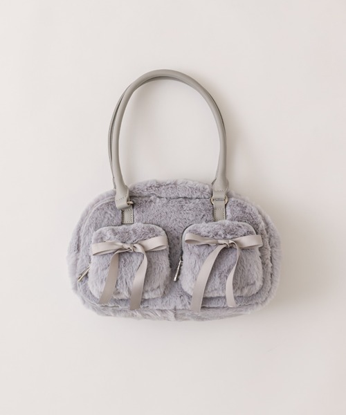 【セール】リボンポケット付きファーボストン（ショルダーバッグ）｜OLIVE des OLIVE（オリーブデオリーブ） 4,959円