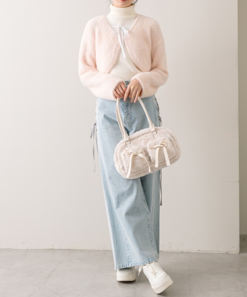 OLIVE des OLIVE（オリーブデオリーブ）の「リボンポケット付きファーボストン（ショルダーバッグ・レディース・サックスブルー/アイボリー/ダークブラウン・FREE）」の8枚目の写真