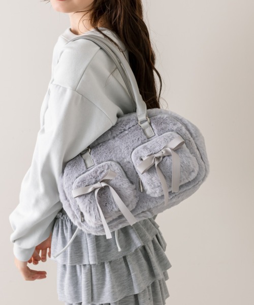 OLIVE des OLIVE（オリーブデオリーブ）の「リボンポケット付きファーボストン（ショルダーバッグ・レディース・サックスブルー/アイボリー/ダークブラウン・FREE）」の14枚目の写真