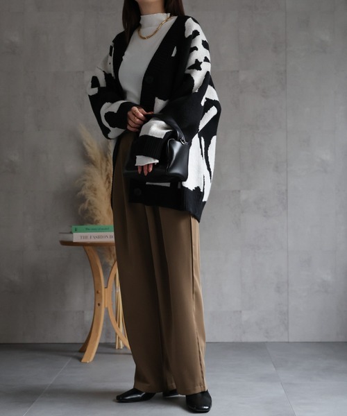 CREARE -LINO-（クレアーレリノ）の「〈ユニセックス商品〉ビックシルエット ニュアンスニットカーディガン（カーディガン/ボレロ・メンズ・グレー/ブラック・FREE）」の16枚目の写真