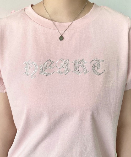 moment+(モーメントプラス)の「ラインストーンロゴ半袖Tシャツ(Tシャツ/カットソー・レディース・ピンク/ブルー/チャコールグレー/オフホワイト・M/L)」の12枚目の写真