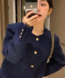 おしゃれスタ（オシャレスタ）の「ゴールドボタンノーカラージャケット（その他アウター）」