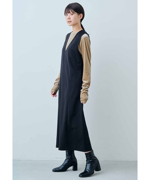 IEDIT(イディット)の「IEDIT 裏起毛カットソーの前後ろ着られるノースリーブワンピース〈ブラック〉(ワンピース・レディース・ブラック・LL/3L/M/L/MP/S/4L)」の7枚目の写真