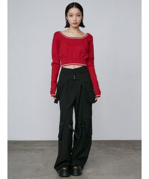 EMODA（エモダ）の「ラウンドロゴコンパクトニット（ニット/セーター・レディース・ホワイト/レッド/ブラック/グレー・FREE）」の12枚目の写真